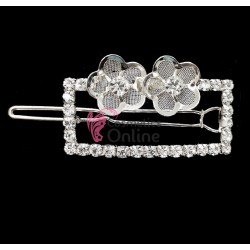 Clema pentru par metalica AGF062DD - Argintiu cu cristale